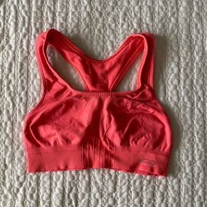 Neon orange sports bra